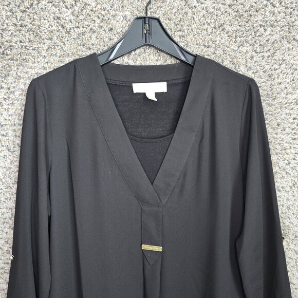 Michael Kors Top Womens‎ 6 Black Sheer Lined Blouse Long Sleeve Casual Ladies - Picture 4 of 7
